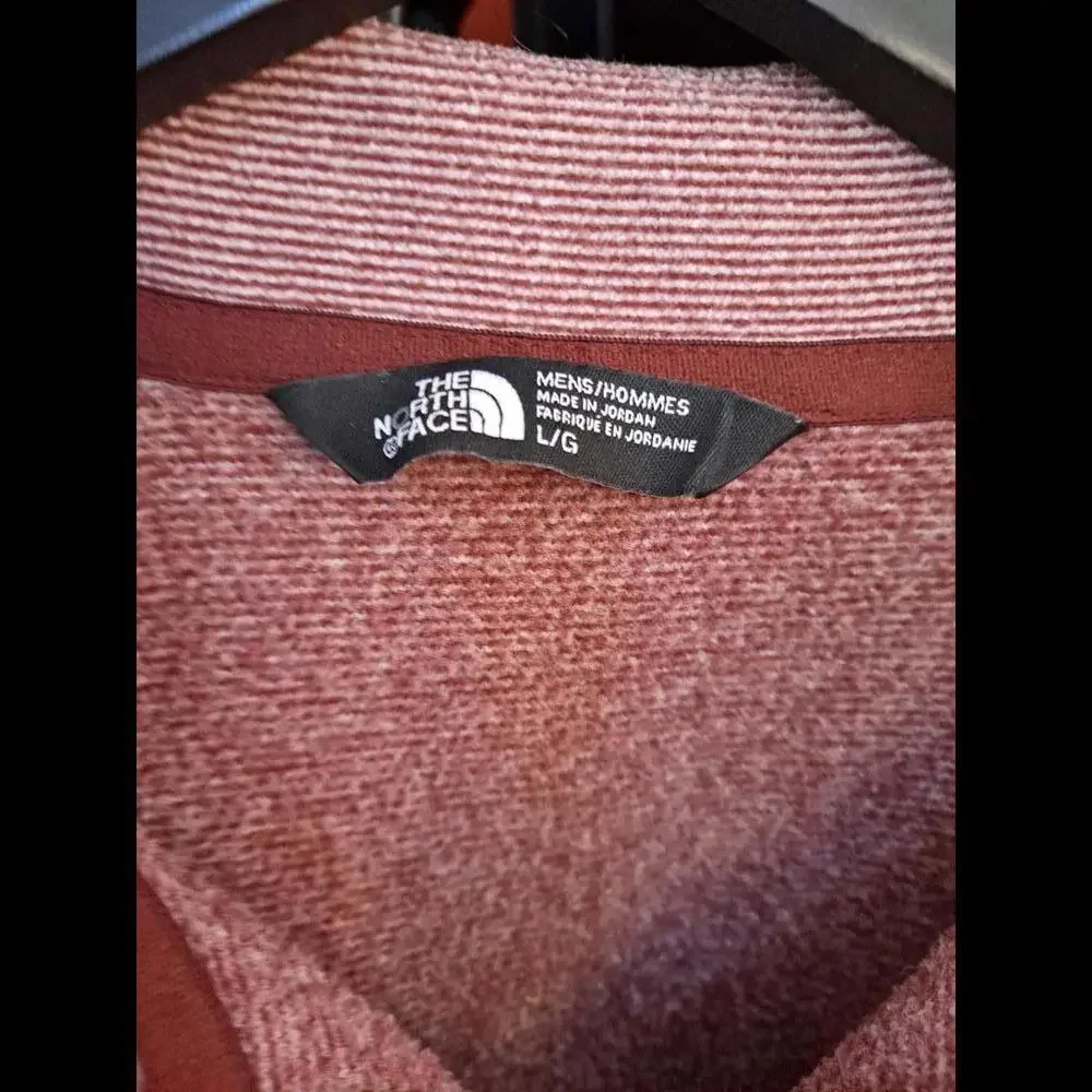 The‎ North Face Red White Striped 1/4 Zip Long Sleeve Shirt Size L